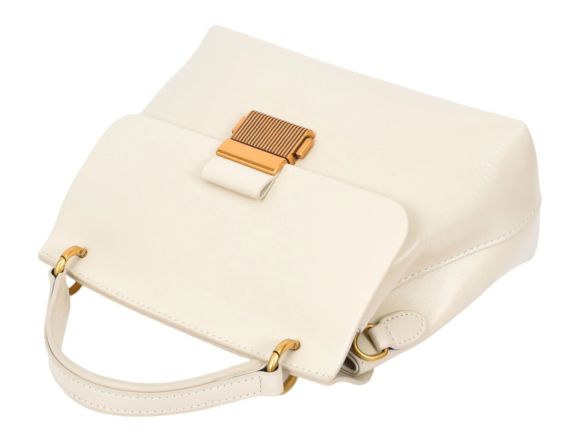 Lucena Women's Small Real Leather Shoulder Handbag White