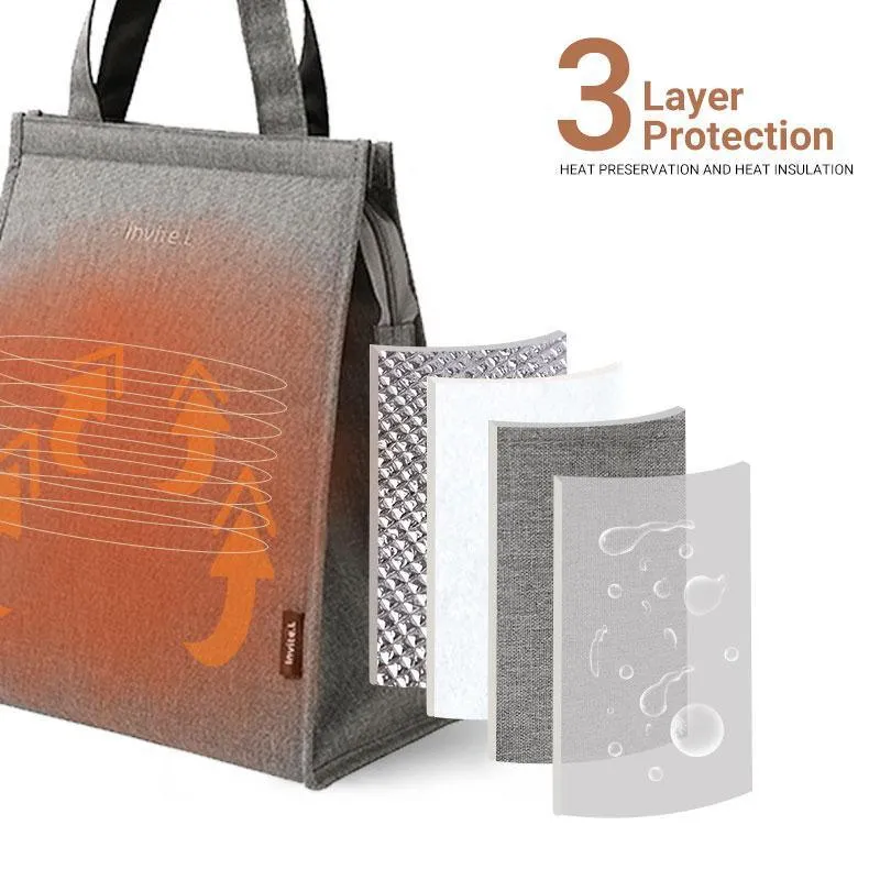 Lunch Bag 1PC 3Sizes 3Colours Thermal Insulated