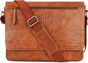 LUXEORIA Leather Messenger Bag for Men & Women, Over the Shoulder Bag for Women Crossbody & Mens Briefcase Office Bag