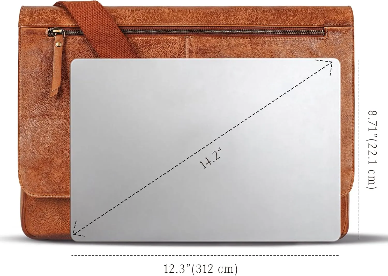 LUXEORIA Leather Messenger Bag for Men & Women, Over the Shoulder Bag for Women Crossbody & Mens Briefcase Office Bag
