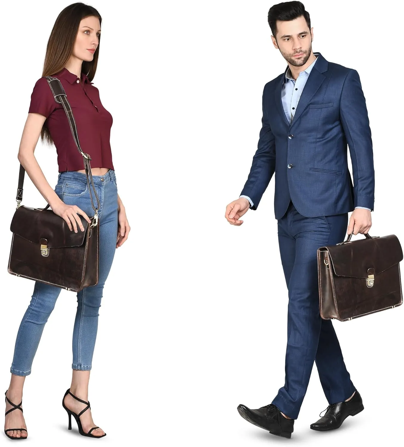 LUXEORIA Leather Messenger Bag for Men & Women, Over the Shoulder Bag for Women Crossbody & Mens Briefcase Office Bag