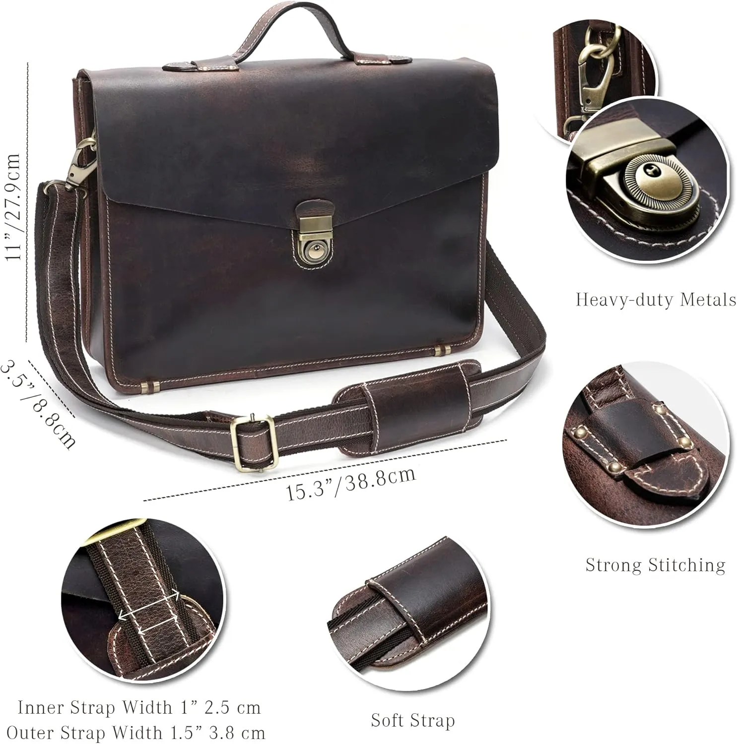 LUXEORIA Leather Messenger Bag for Men & Women, Over the Shoulder Bag for Women Crossbody & Mens Briefcase Office Bag