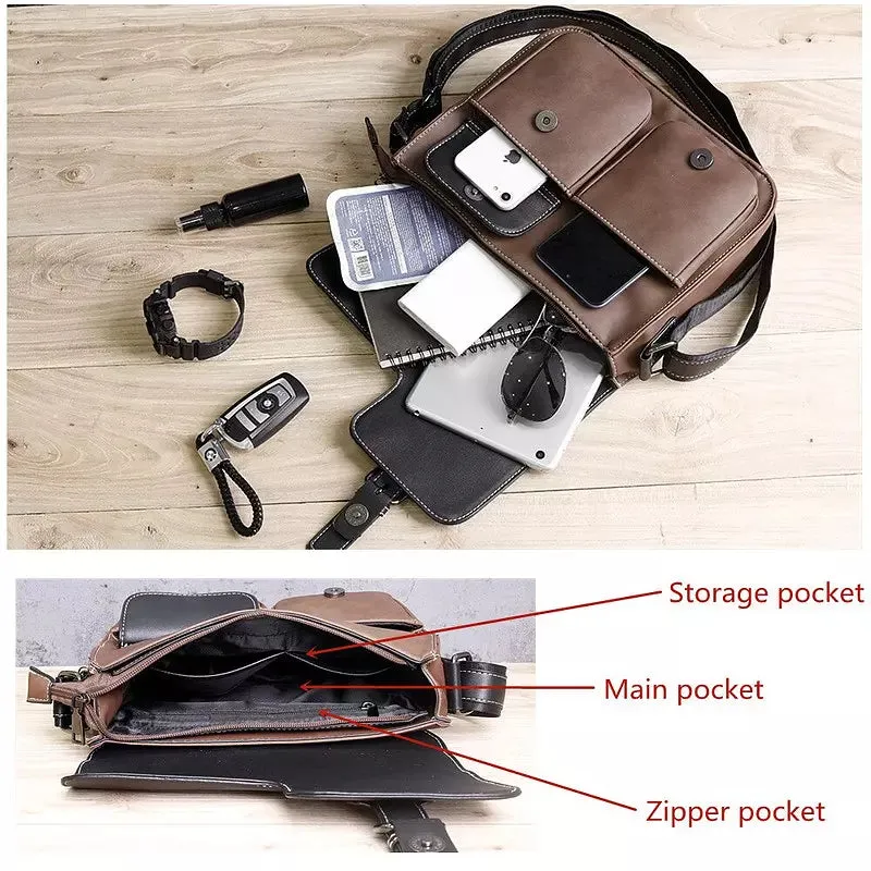 Luxury Business Brown Shoulder Bags Faux Leather