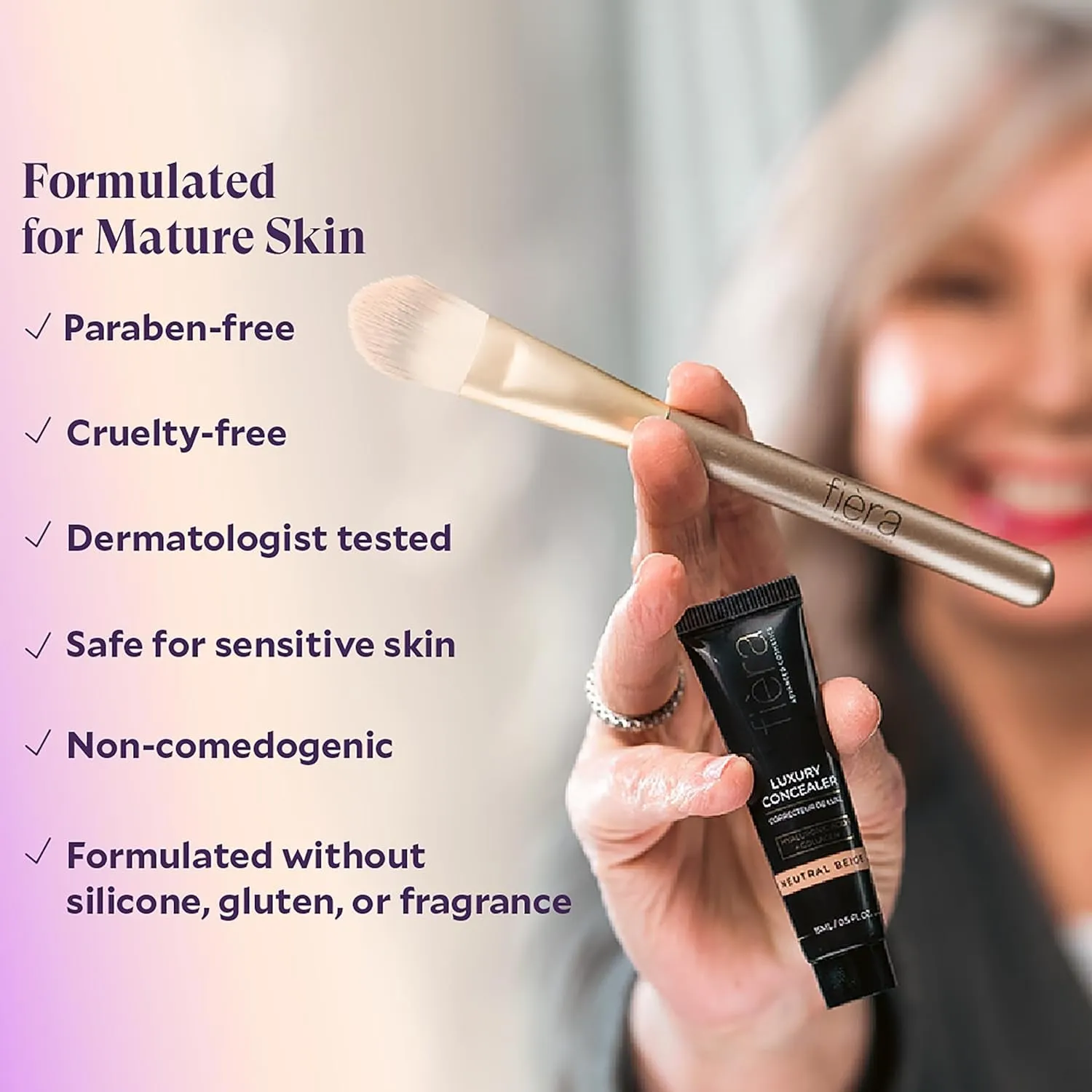 Luxury Concealer with Anti-Aging Ingredients - Full Coverage for Dark Circles, Wrinkles, Fine Lines, and Spots, Suitable for All-Day Wear, Perfect for Mature Skin - Bisque, 0.5 FL. OZ. / 15 ML