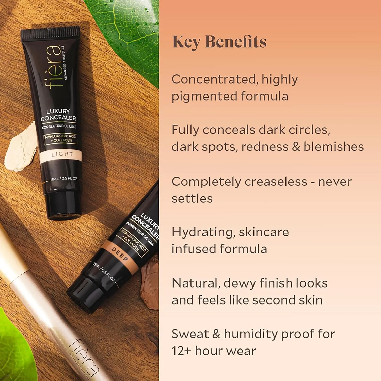 Luxury Concealer with Anti-Aging Ingredients - Full Coverage for Dark Circles, Wrinkles, Fine Lines, and Spots, Suitable for All-Day Wear, Perfect for Mature Skin - Bisque, 0.5 FL. OZ. / 15 ML
