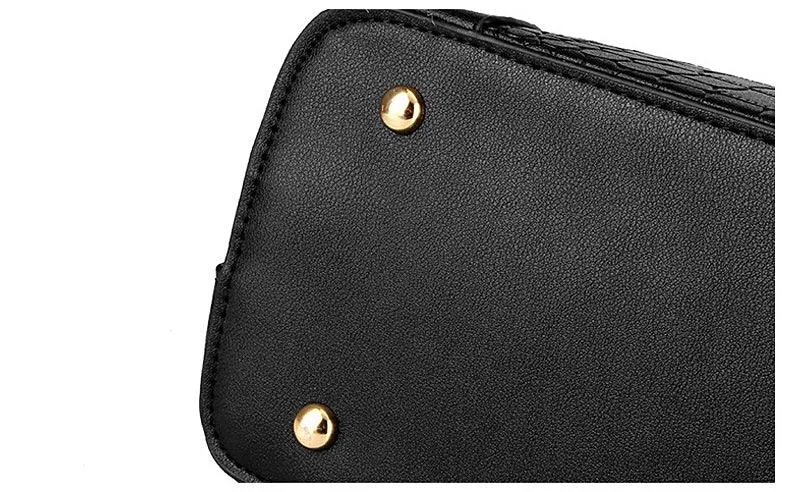 Luxury Designer Black Croc Tote 2 In 1 Handbag