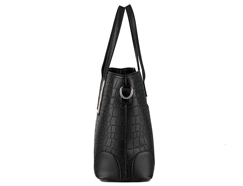 Luxury Designer Dark Pink Croc Tote 2 In 1 Handbag