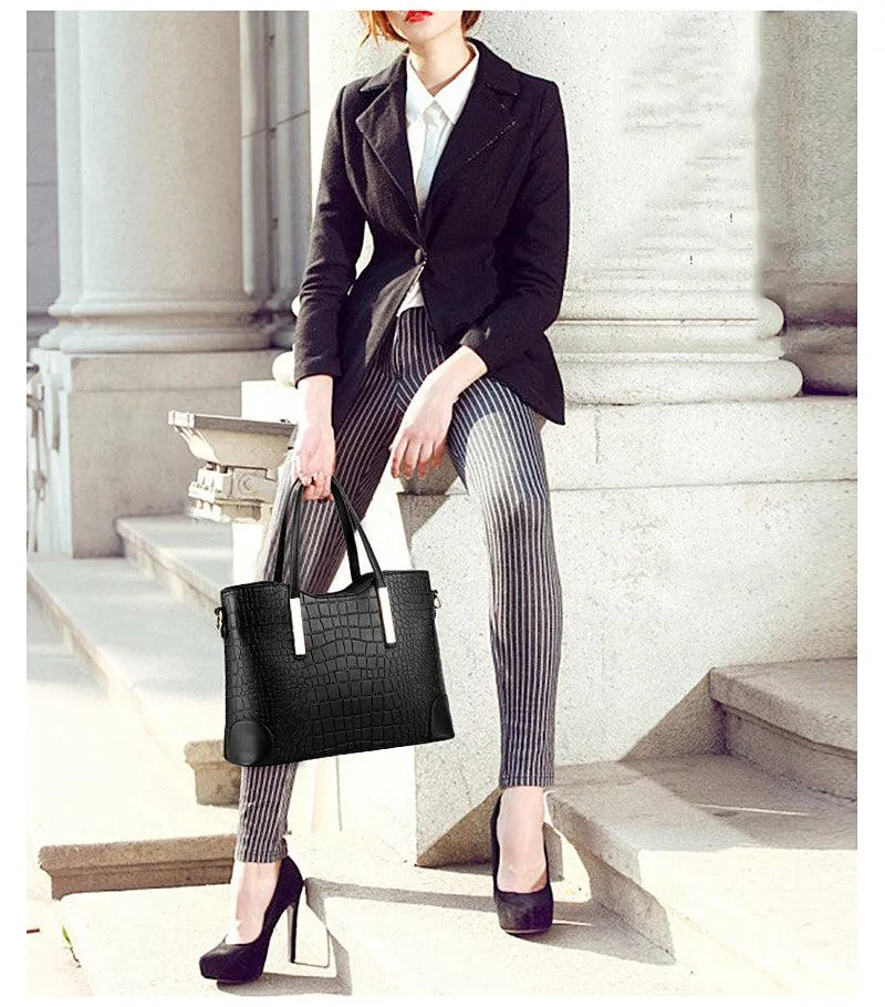 Luxury Designer Light Pink Croc Tote 2 In 1 Handbag