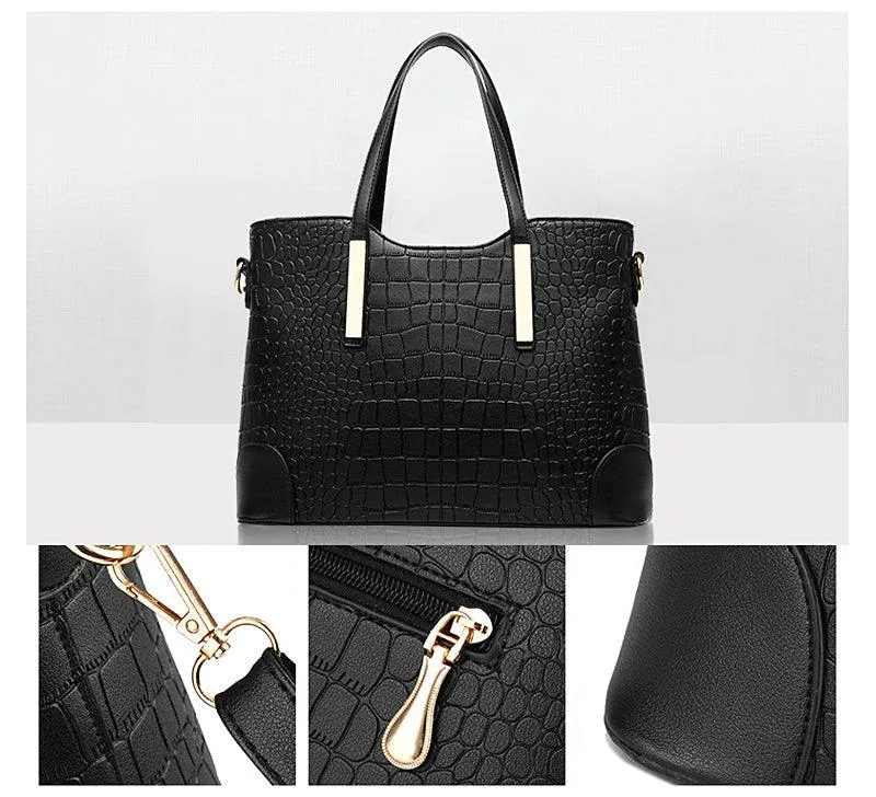 Luxury Designer Light Pink Croc Tote 2 In 1 Handbag