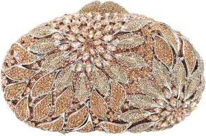 Luxury Flower Evening Clutch Bags Dazzling Rhinestone Clutch Purse for Women Crystal Wedding Party Handbags