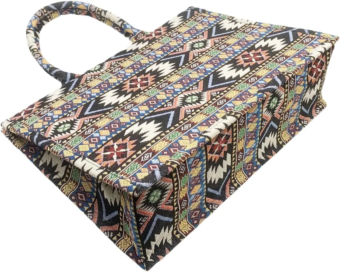 Luxury Large Tote Bag Retro Embroidery Jacquard Handbag Cotton Linen Bags for Women