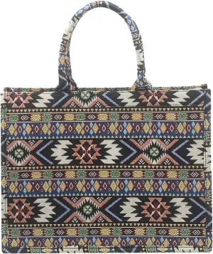 Luxury Large Tote Bag Retro Embroidery Jacquard Handbag Cotton Linen Bags for Women