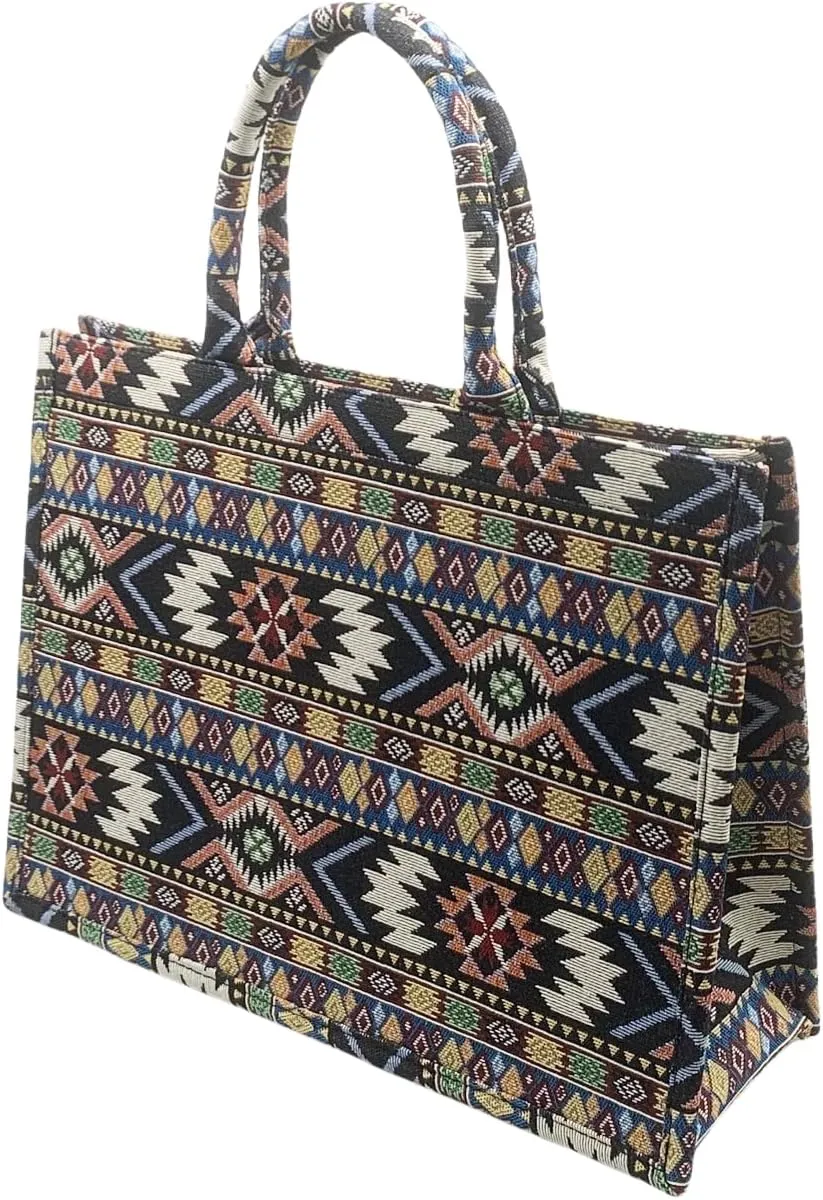 Luxury Large Tote Bag Retro Embroidery Jacquard Handbag Cotton Linen Bags for Women