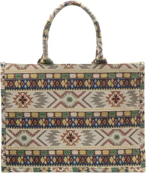 Luxury Large Tote Bag Retro Embroidery Jacquard Handbag Cotton Linen Bags for Women