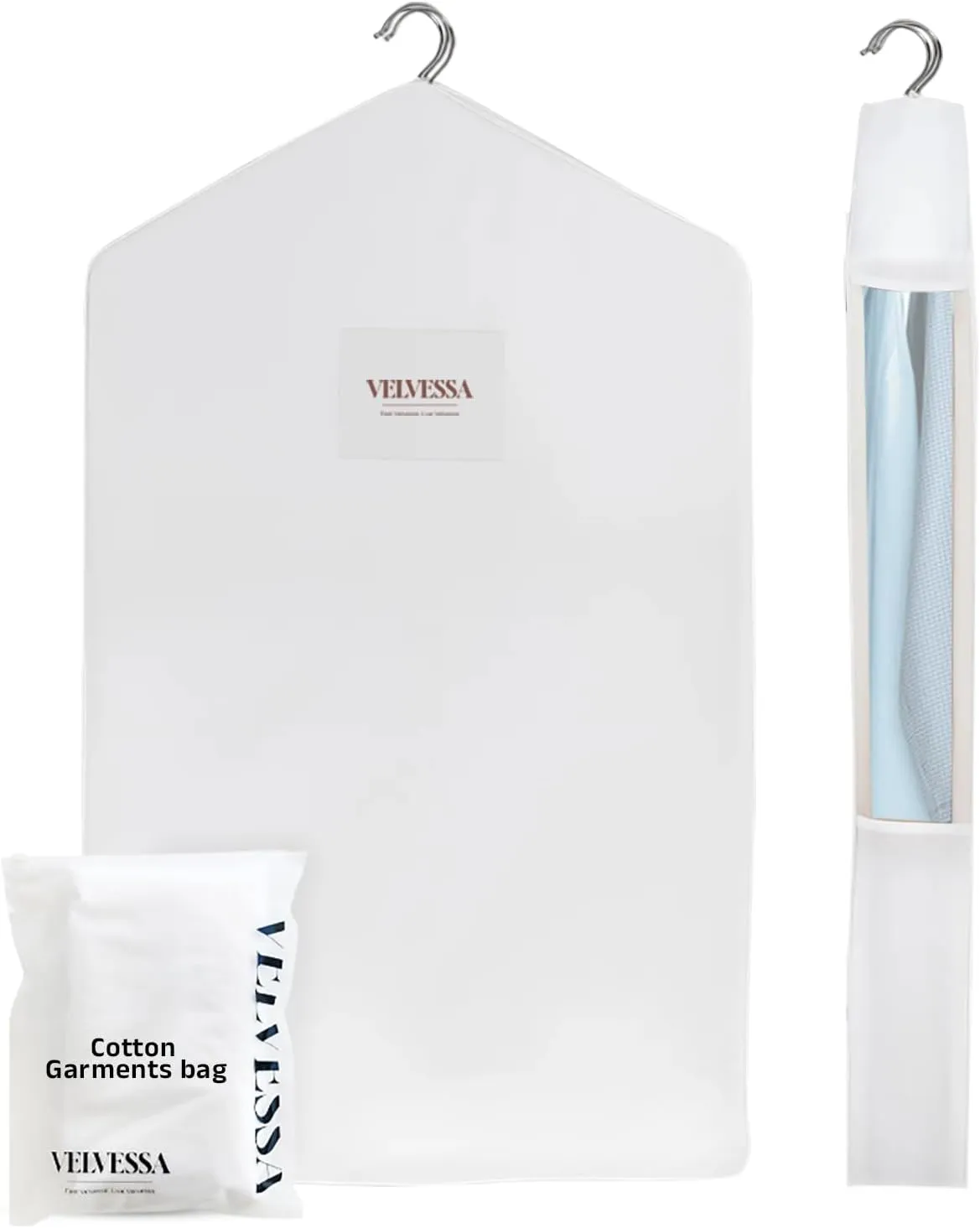 Luxury Organic Cotton Garment Storage Bag - Short 40 Inch - Breathable & Moth-Proof Hanging Clothes Bag for Short Dresses, Jackets & Suits Organization
