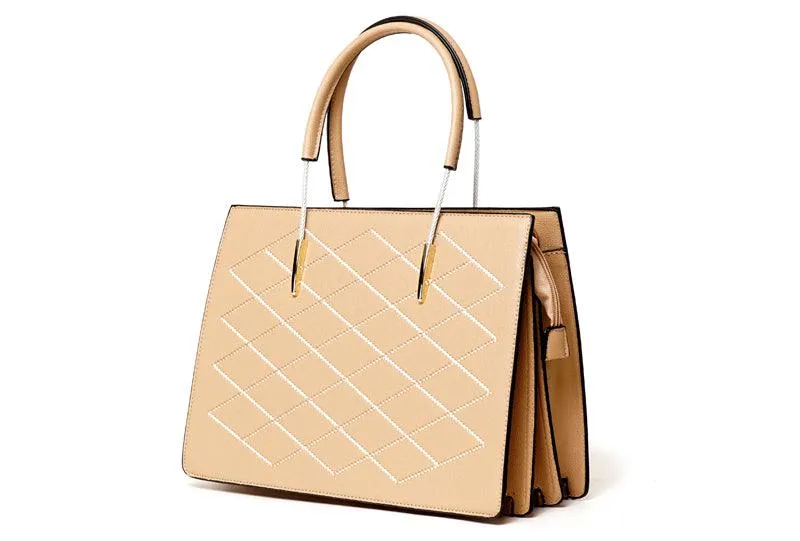 Luxury Women Designer Leather 2 in 1 Bag - Khaki