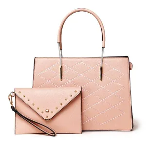 Luxury Women Designer Leather 2 in 1 Bag - Pink