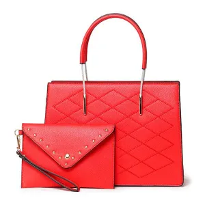 Luxury Women Designer Leather 2 in 1 Bag - Red