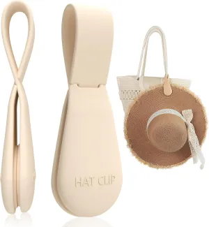 Magnetic Hat Clip for Travel on Bag, Light Khaki Silicone Hat Clip Magnet Hat Holder Hat Hook for Bag Tote Luggage, Beach Straw Hat Carry Clip, Vacation Traveling Essentials Accessory