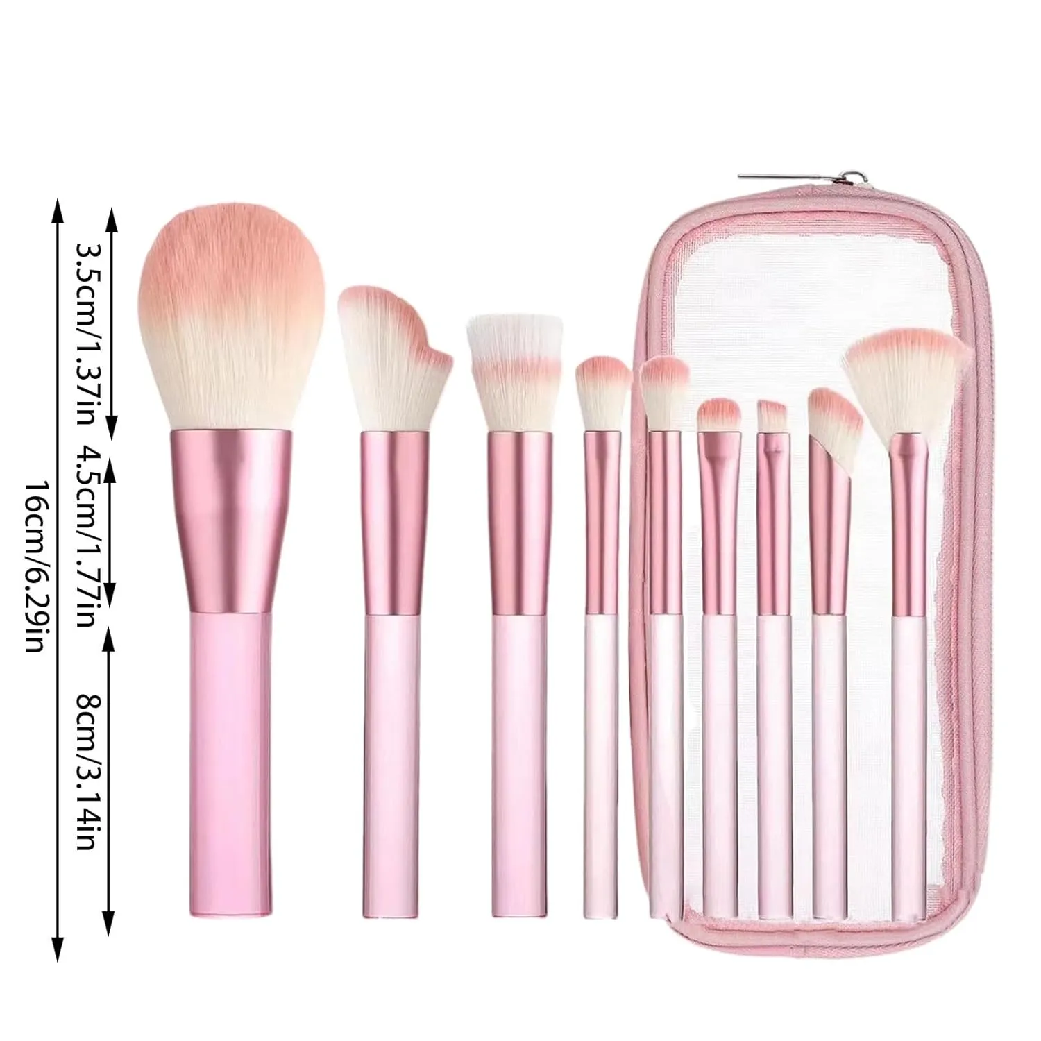 Makeup Brushes with Storage Case, 9 Pcs Premium Synthetic Flat Foundation Brush,Eyeliner Blending Contour Powder Concealer Eyeshadow Brushes,Gifts for Mom