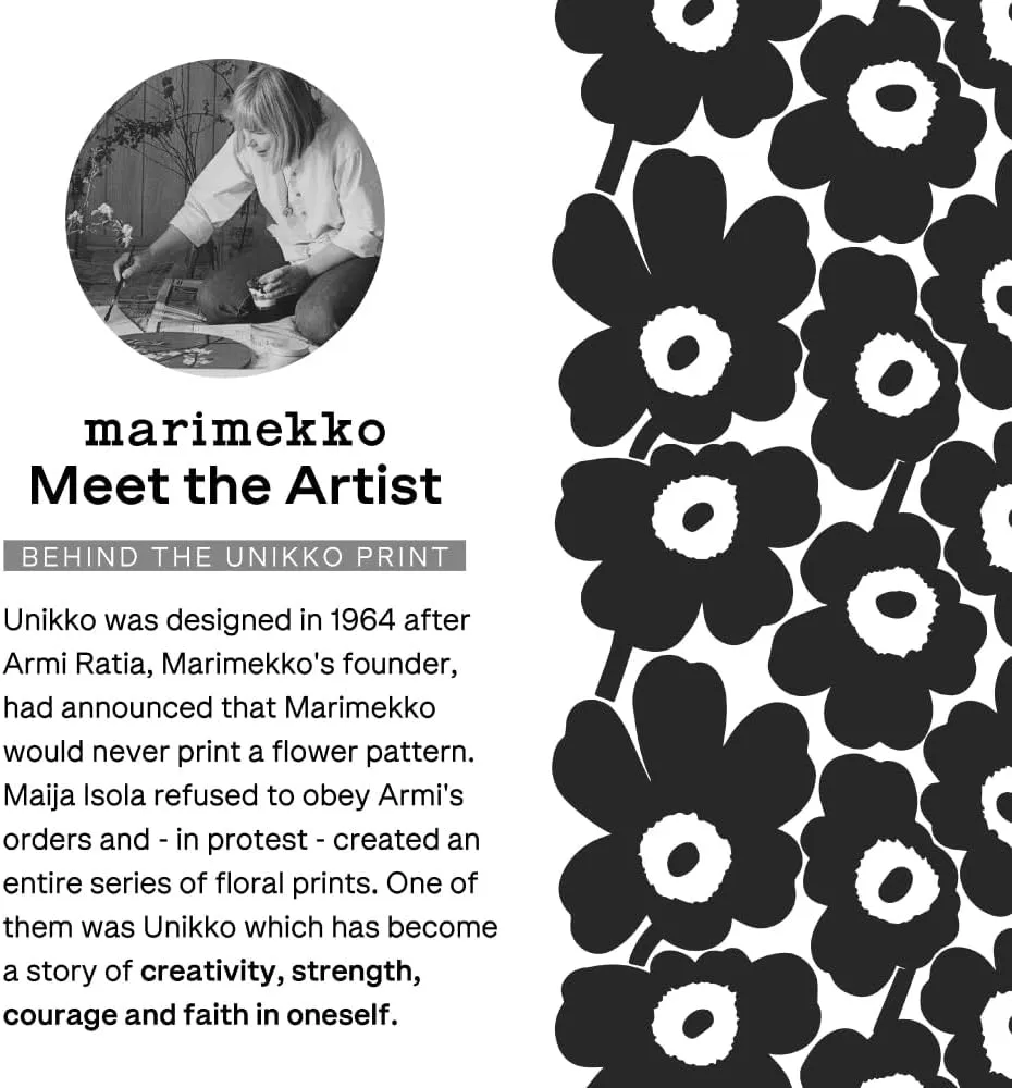 MARIMEKKO Tiise Mini Unikko Terry Cotton Cosmetic Bag (Black) – Floral Cosmetic Bag to Include in your Travel Essentials – 7x4x3 in