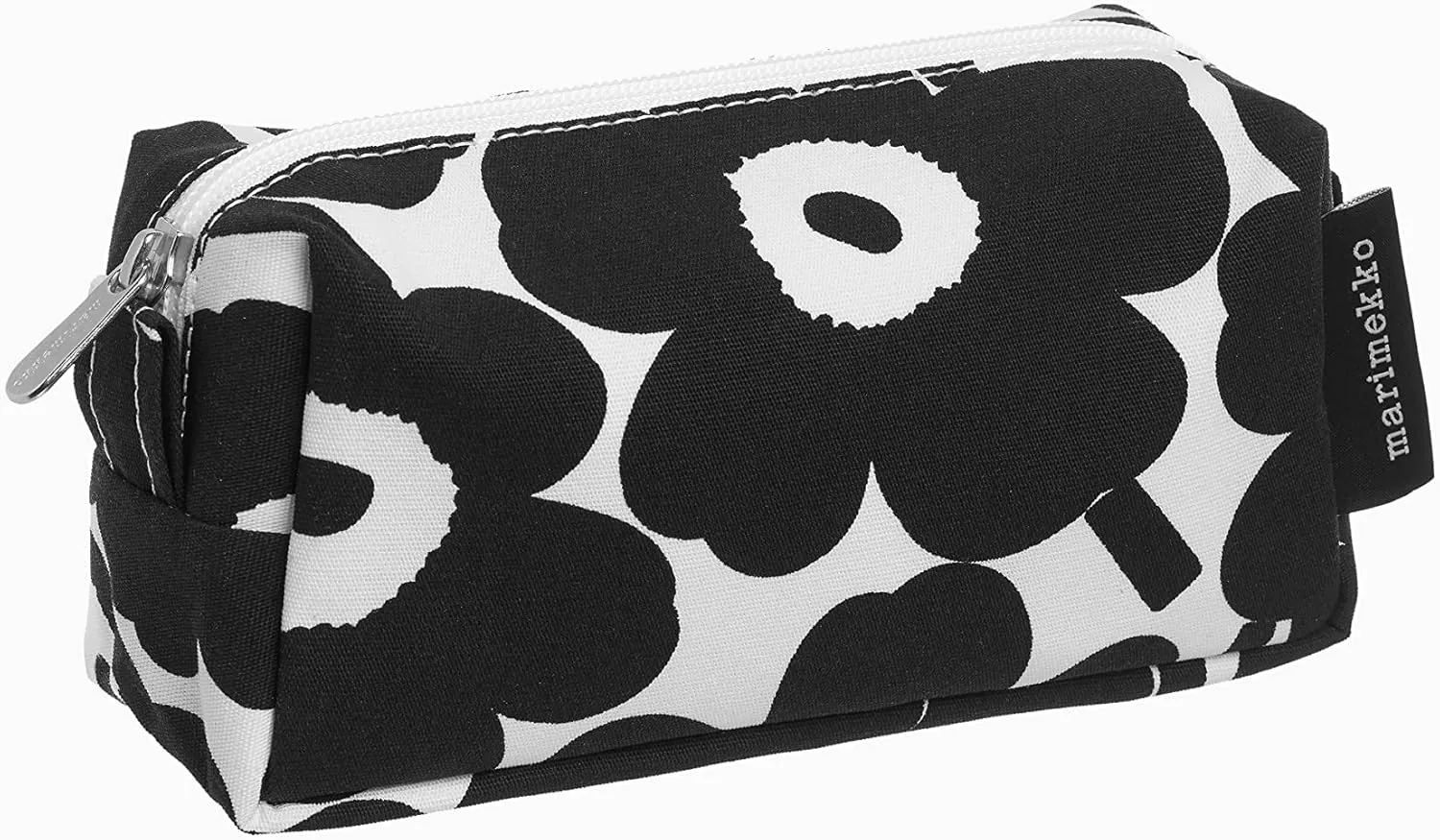 MARIMEKKO Tiise Mini Unikko Terry Cotton Cosmetic Bag (Black) – Floral Cosmetic Bag to Include in your Travel Essentials – 7x4x3 in