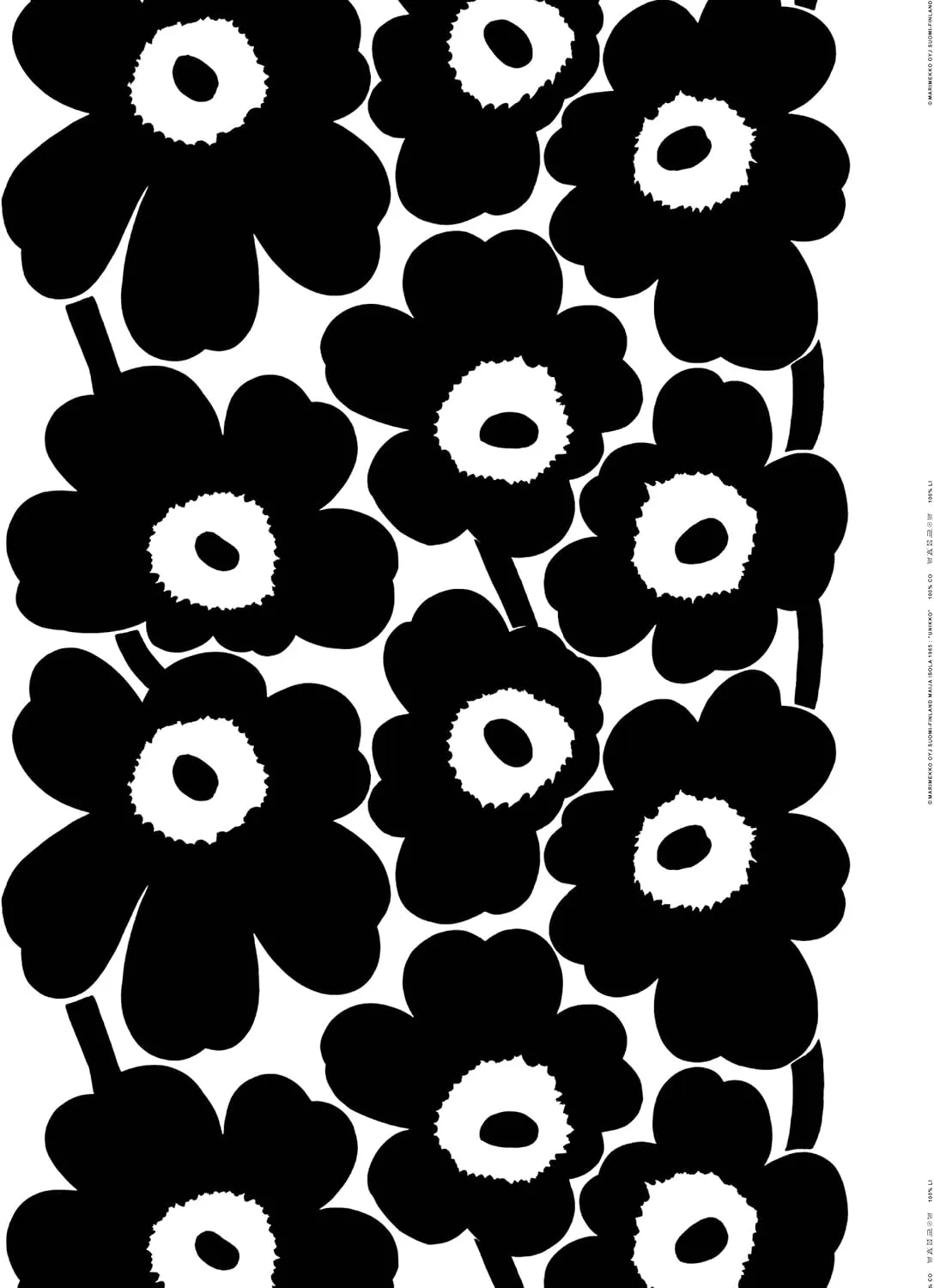 MARIMEKKO Tiise Mini Unikko Terry Cotton Cosmetic Bag (Black) – Floral Cosmetic Bag to Include in your Travel Essentials – 7x4x3 in