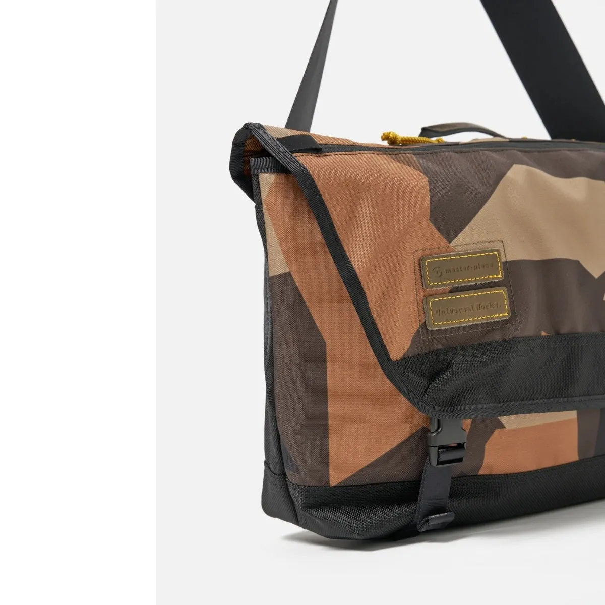 master-piece x Universal Works Courier Bag MP31227 recycled tech canvas camo
