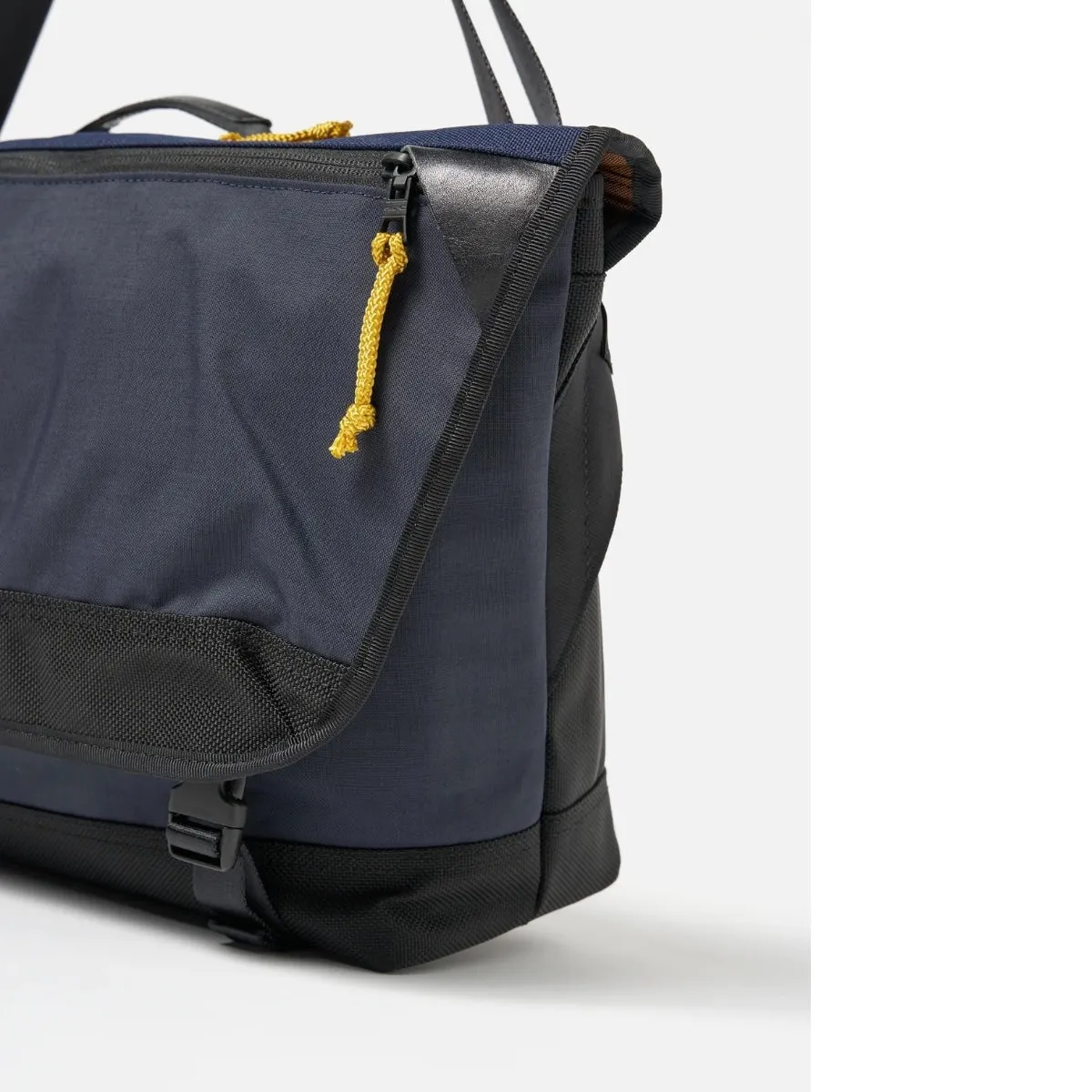 master-piece x Universal Works Courier Bag MP31227 recycled tech canvas navy