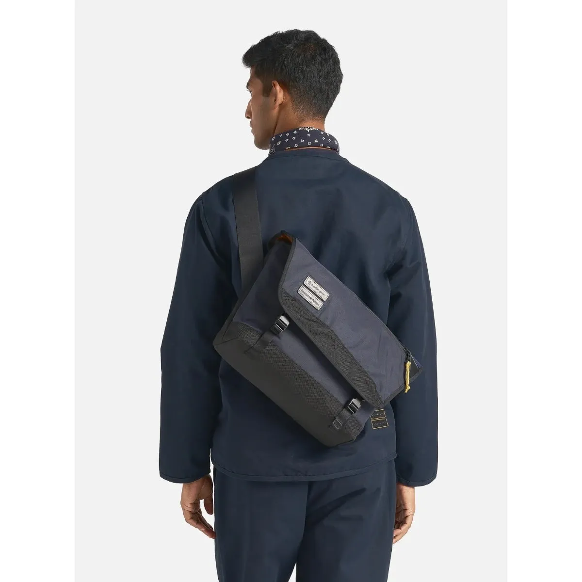 master-piece x Universal Works Courier Bag MP31227 recycled tech canvas navy