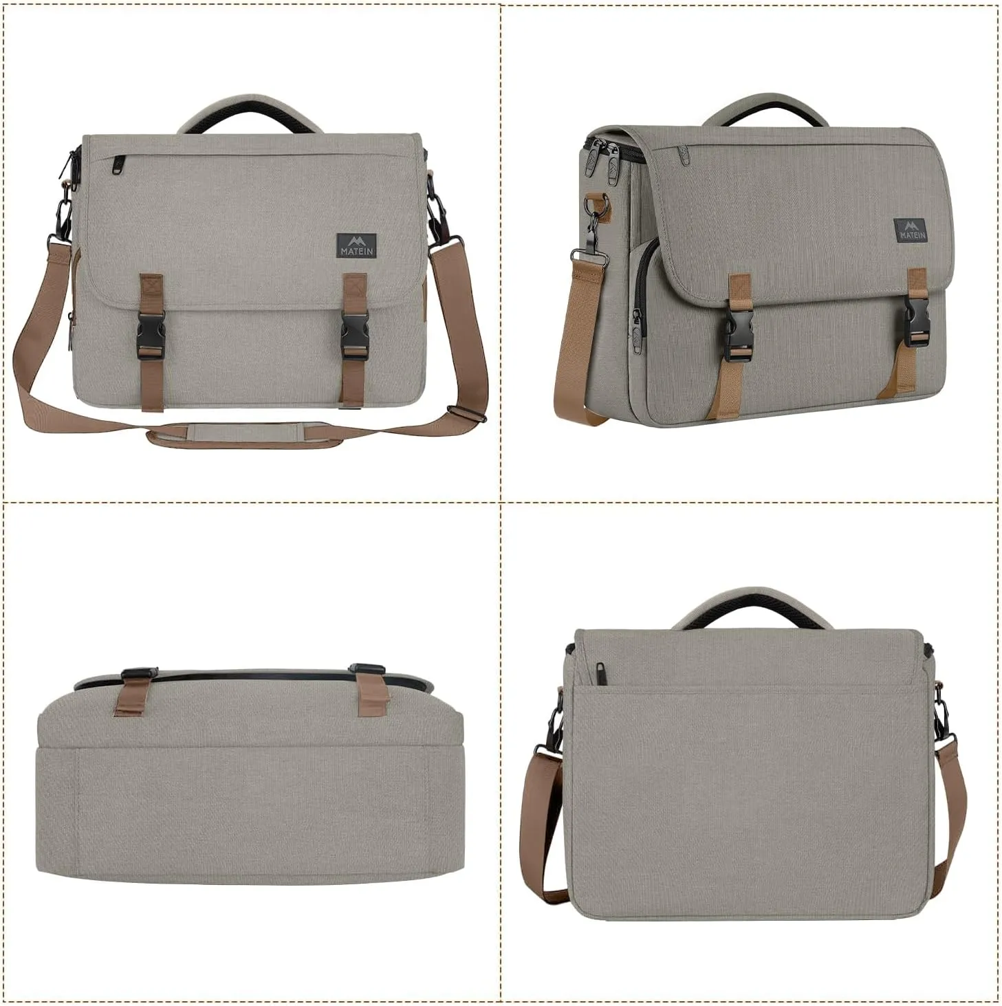 MATEIN Messenger Bag for Men, Briefcases Lightweight Men's Laptop Bag 15.6 inch Water Resistant Crossbody Satchel Computer Work Office Case with Shoulder Strap, Brown