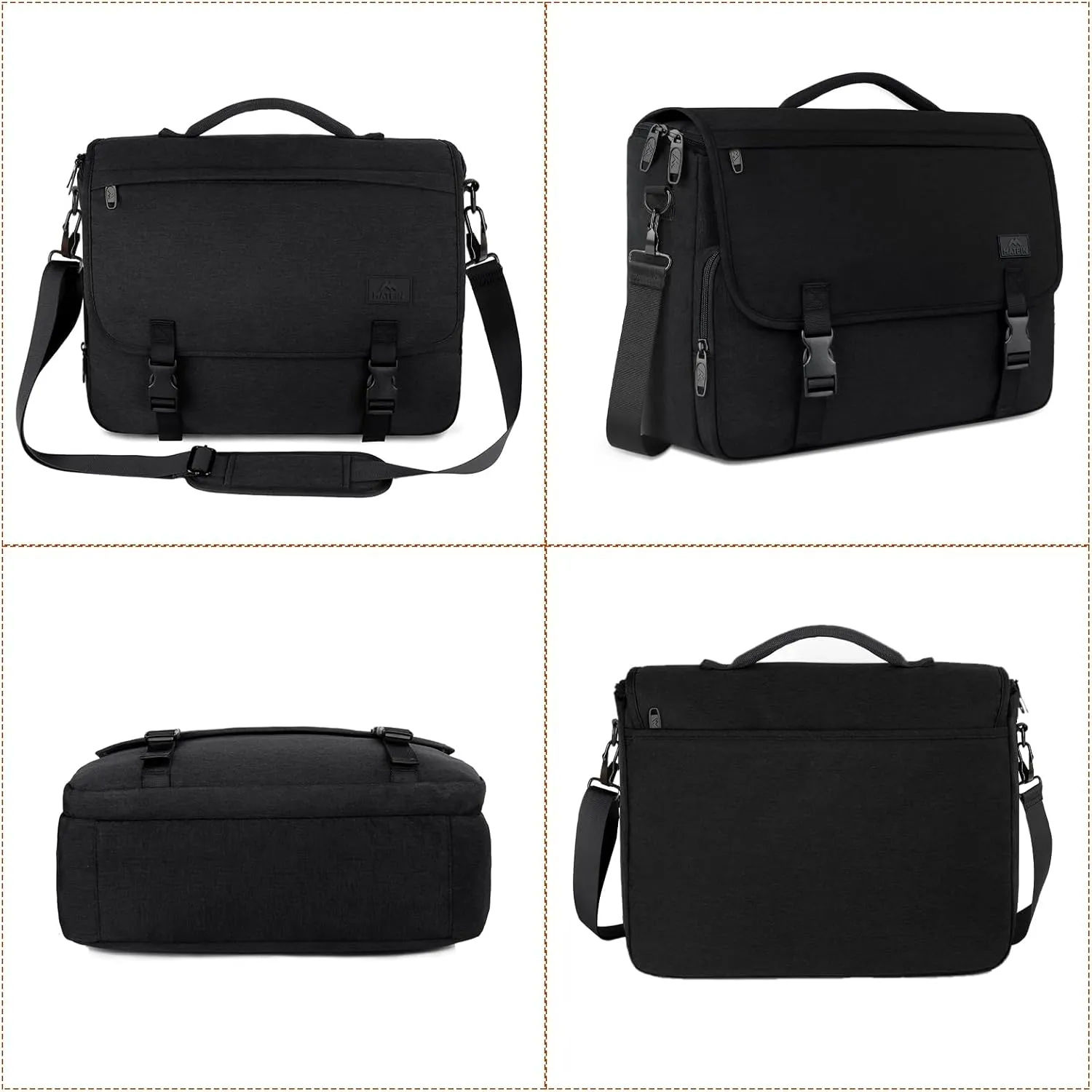 MATEIN Messenger Bag for Men, Briefcases Lightweight Men's Laptop Bag 15.6 inch Water Resistant Crossbody School Satchel Bags Computer Work Office Bag with Shoulder Strap, Black