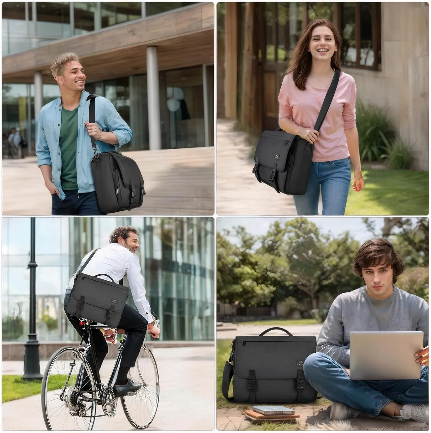 MATEIN Messenger Bag for Men, Teen School Bag Lightweight 17.3 inch Laptop Briefcase, Large Crossbody College Satchel Computer Work Office Case with Shoulder Strap, College Student Gifts, Black
