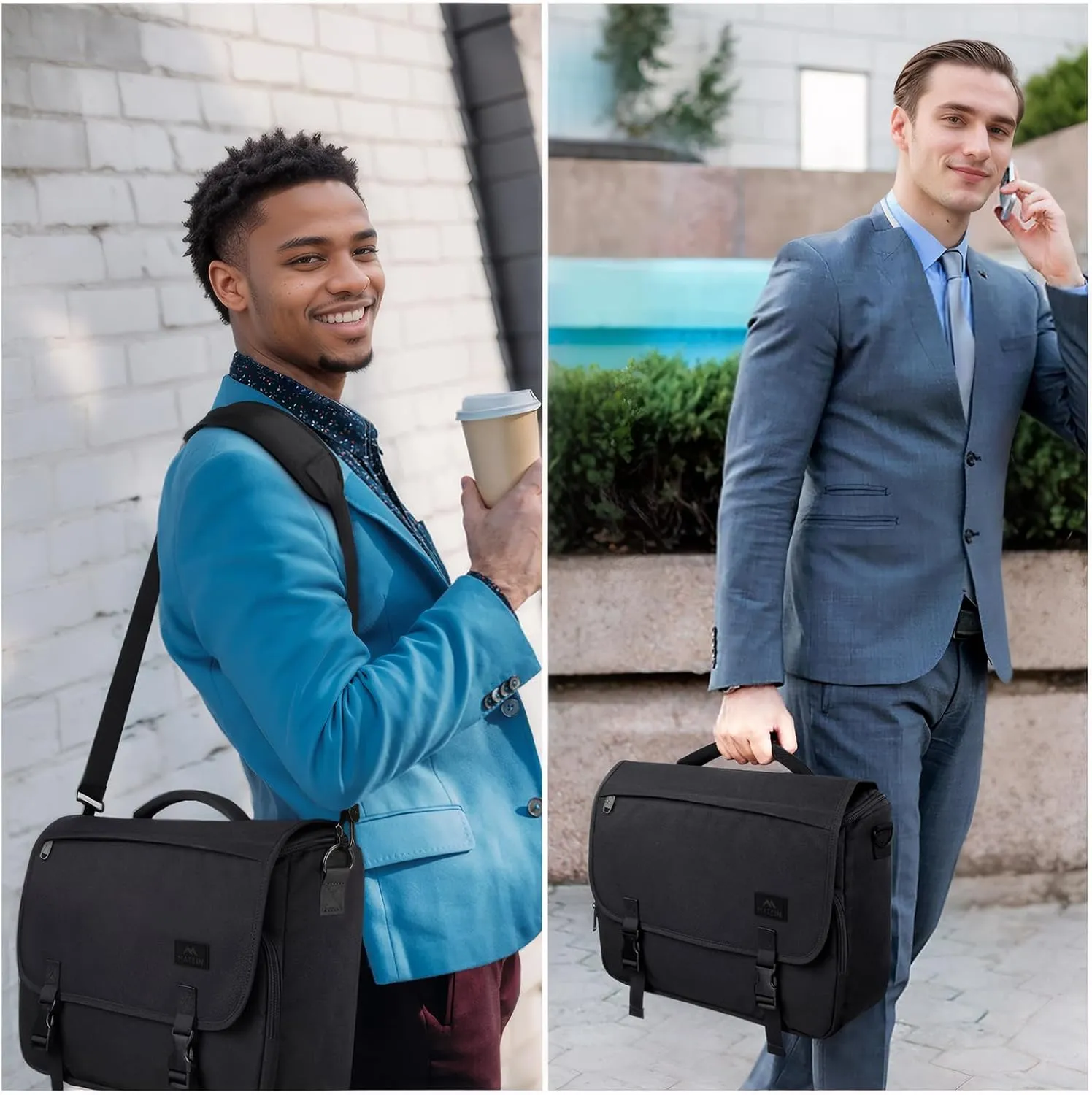 MATEIN Messenger Bag for Men, Teen School Bag Lightweight 17.3 inch Laptop Briefcase, Large Crossbody College Satchel Computer Work Office Case with Shoulder Strap, College Student Gifts, Black