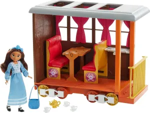 Mattel Spirit Untamed Lucky’s Train Home Playset, Train with Rolling Wheels Balcony, Dining Accessories, Lucky Doll (7-in), Spirit (Approx.8-in) & More, Great Gift for Ages 3 Years Old & Up