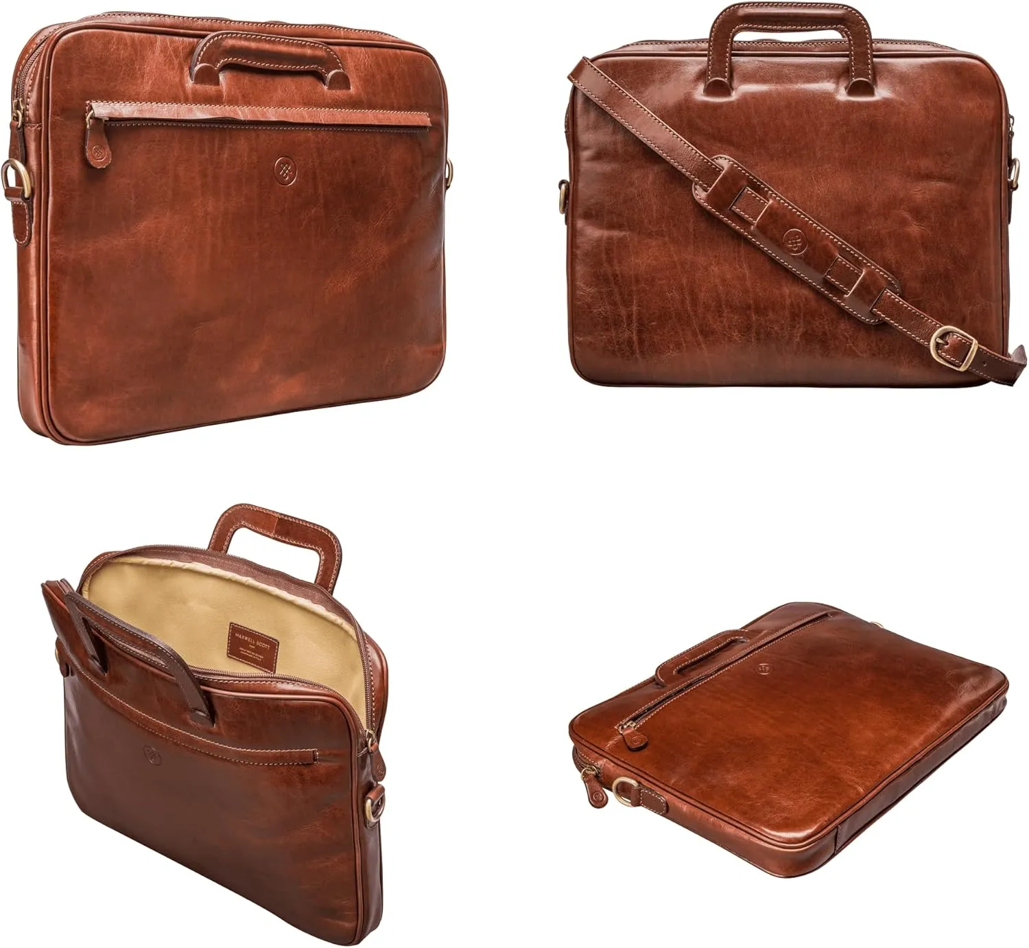 Maxwell Scott - Luxury Leather Document Case for Laptop/Files with Pullout Handles - Handmade in Italy - The Tutti