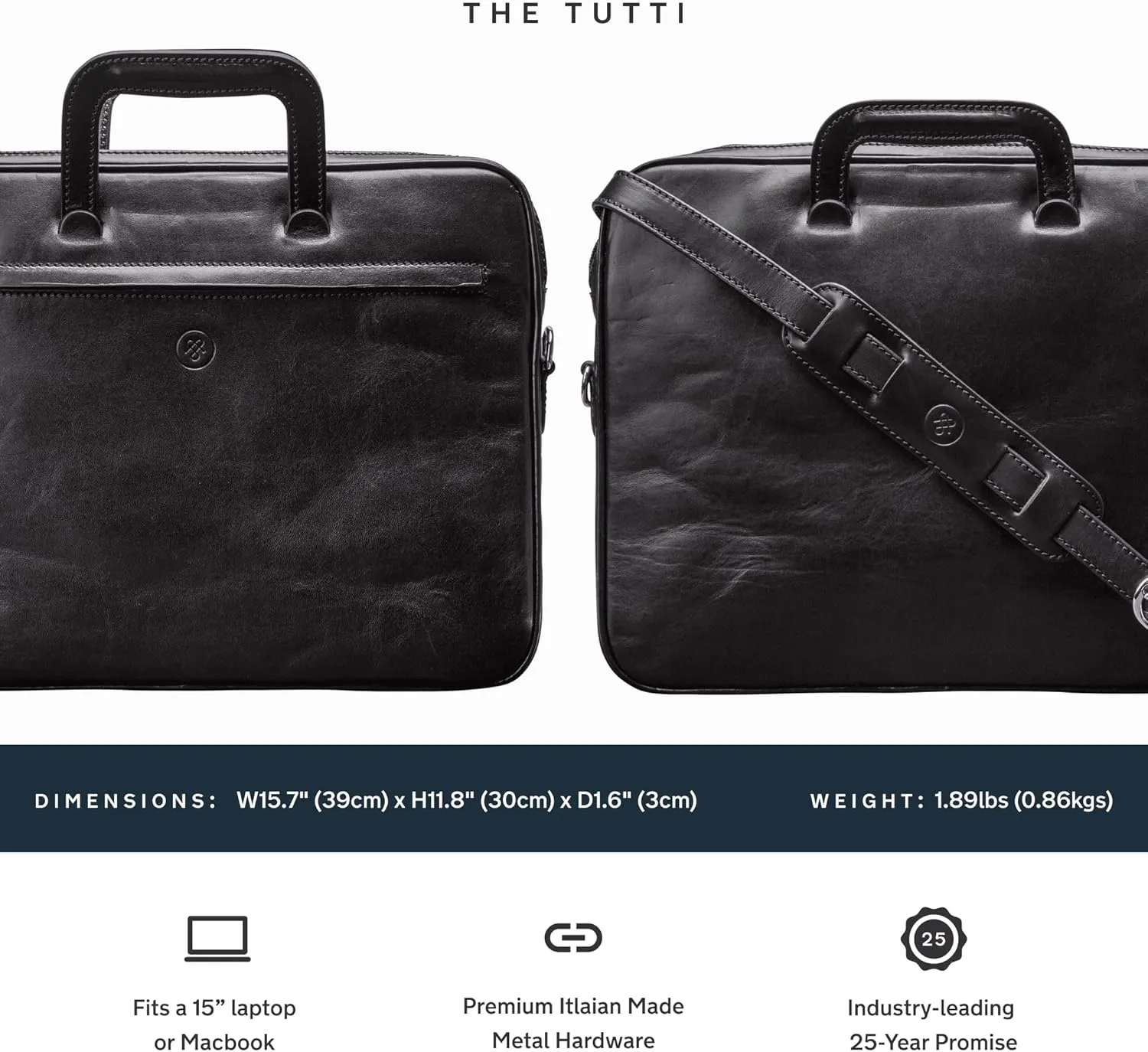 Maxwell Scott - Luxury Leather Document Case for Laptop/Files with Pullout Handles - Handmade in Italy - The Tutti