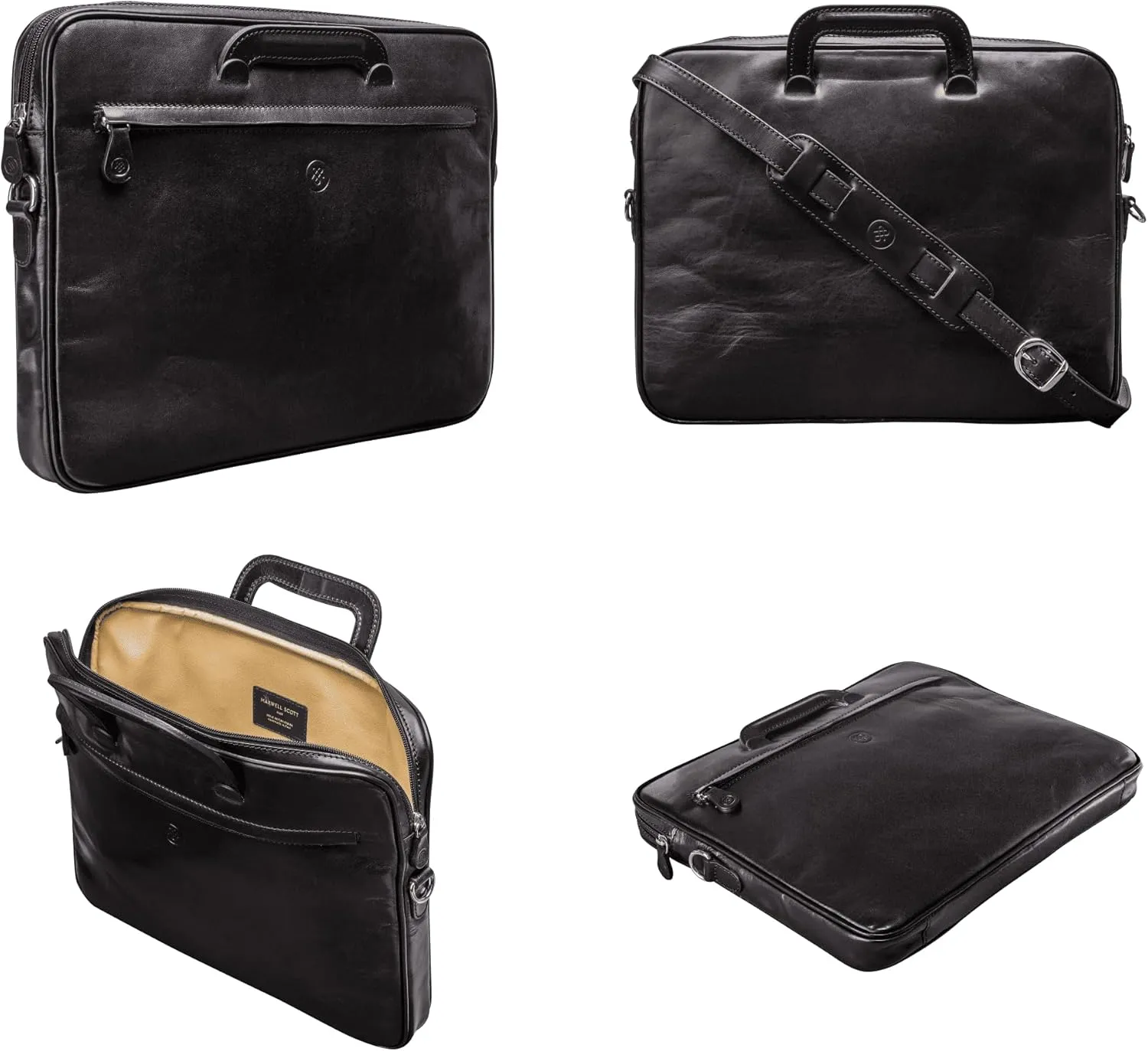 Maxwell Scott - Luxury Leather Document Case for Laptop/Files with Pullout Handles - Handmade in Italy - The Tutti