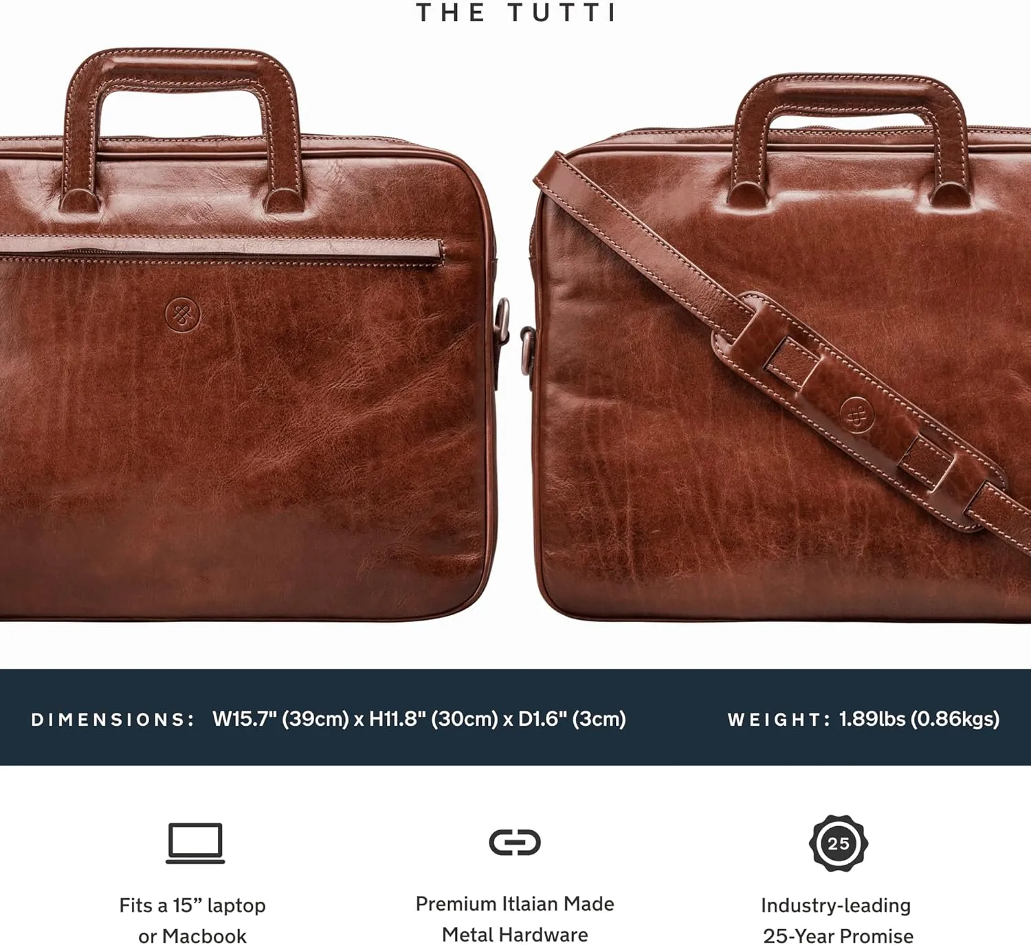 Maxwell Scott - Luxury Leather Document Case for Laptop/Files with Pullout Handles - Handmade in Italy - The Tutti