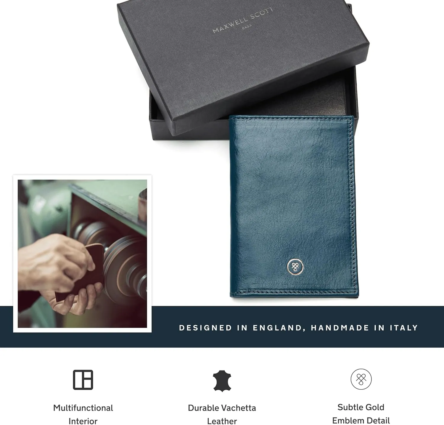 Maxwell Scott - Luxury Leather Passport Holder Cover for Luxury Travel - Handmade from Italian Full Grain Hides - The Prato