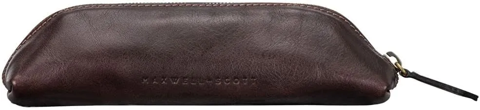 Maxwell Scott - Luxury Leather Pencil Pens Case with Zip Opening - Handmade from Italian Full Grain Hides - The Felice