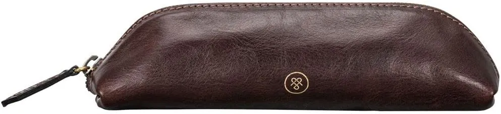 Maxwell Scott - Luxury Leather Pencil Pens Case with Zip Opening - Handmade from Italian Full Grain Hides - The Felice