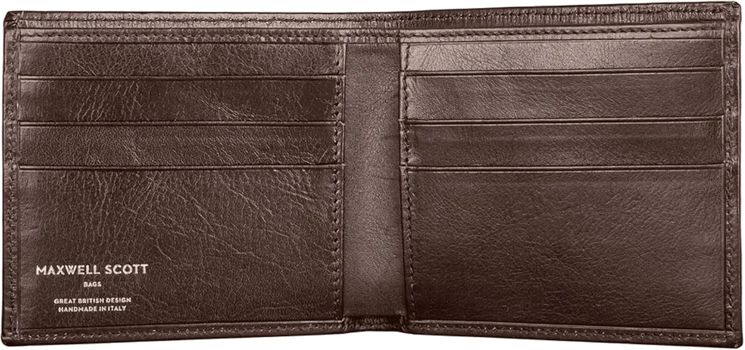 Maxwell Scott - Mens Classic Luxury Leather Bifold Card Wallet Billfold - Made from Full Grain Hides - The Vittore Dark Brown