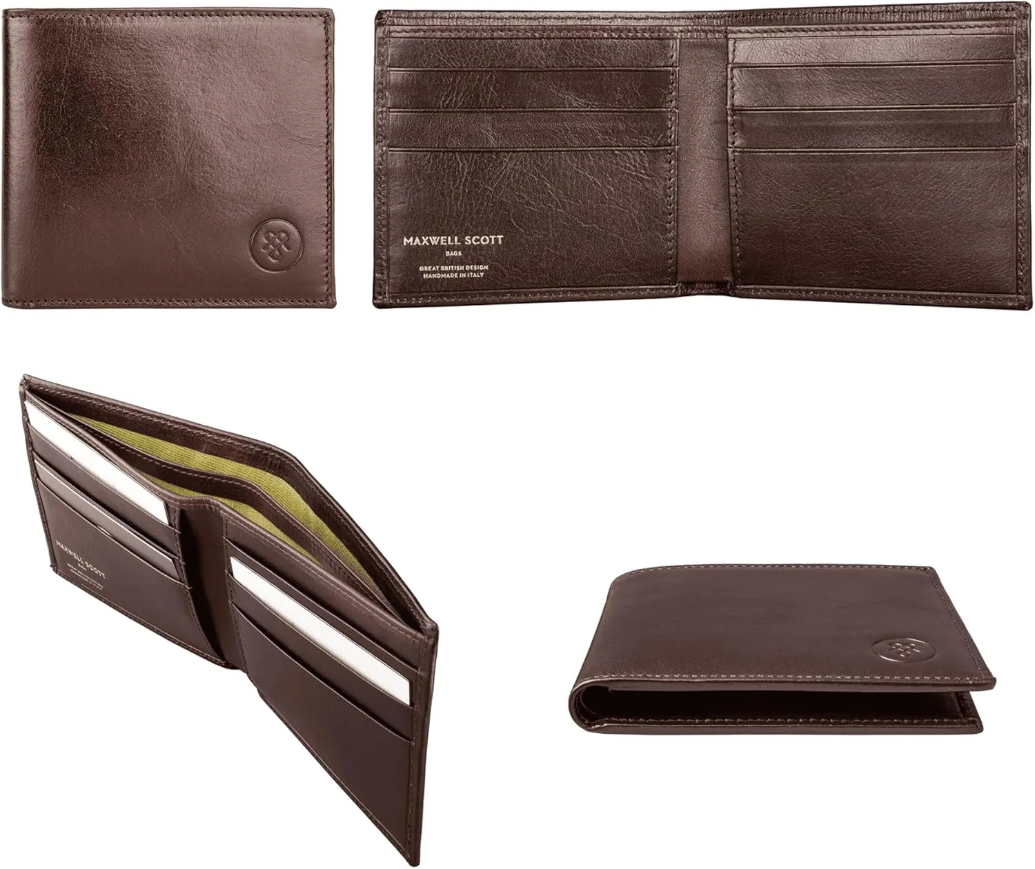 Maxwell Scott - Mens Classic Luxury Leather Bifold Card Wallet Billfold - Made from Full Grain Hides - The Vittore Dark Brown