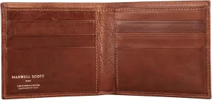 Maxwell Scott - Mens Classic Luxury Leather Bifold Card Wallet Billfold - Made in Italy - The Vittore Chestnut Tan
