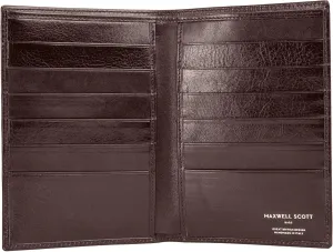 Maxwell Scott - Mens Luxury Leather Tall Billfold Jacket Dress Wallet for Pocket - Made in Italy - The Pianillo Dark Brown