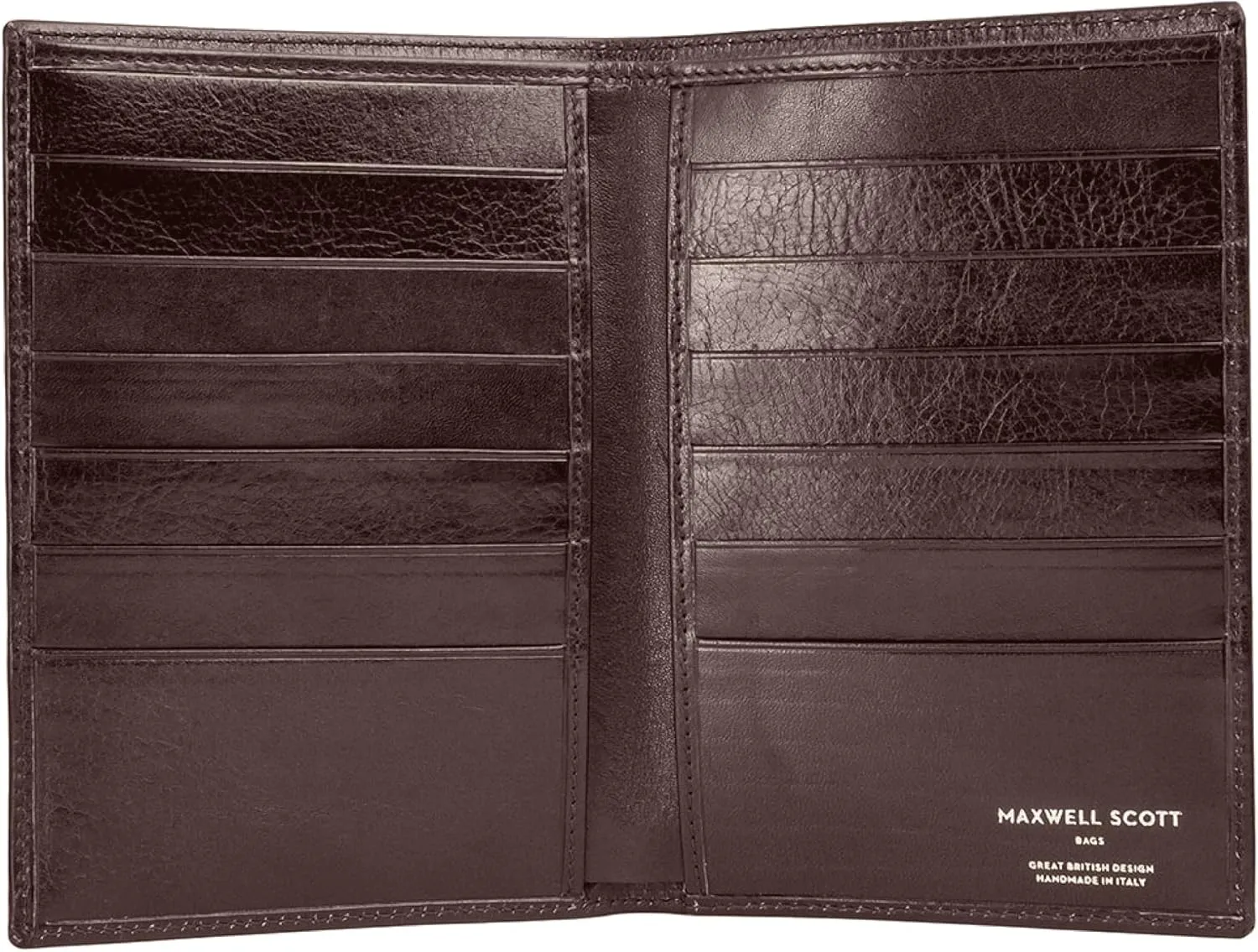 Maxwell Scott - Mens Luxury Leather Tall Billfold Jacket Dress Wallet for Pocket - Made in Italy - The Pianillo Dark Brown