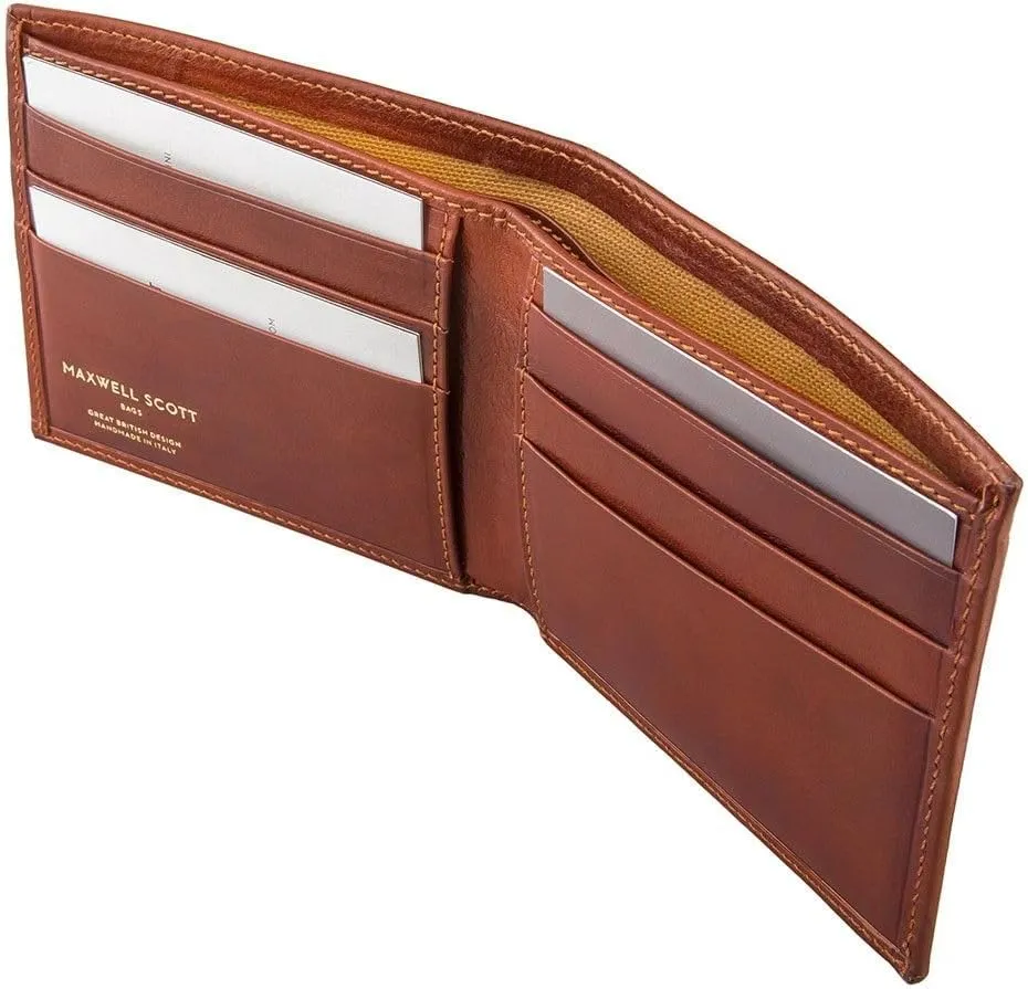 Maxwell Scott - Personalized Luxury Leather RFID Billfold Wallet for Men - Handmade in Italy - The Vittore RFID Chestnut Tan