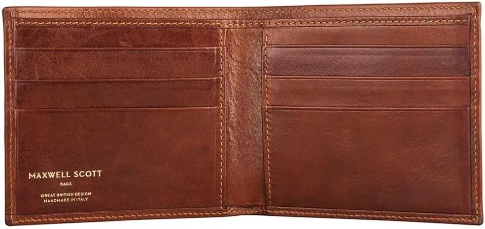 Maxwell Scott - Personalized Luxury Leather RFID Billfold Wallet for Men - Handmade in Italy - The Vittore RFID Chestnut Tan