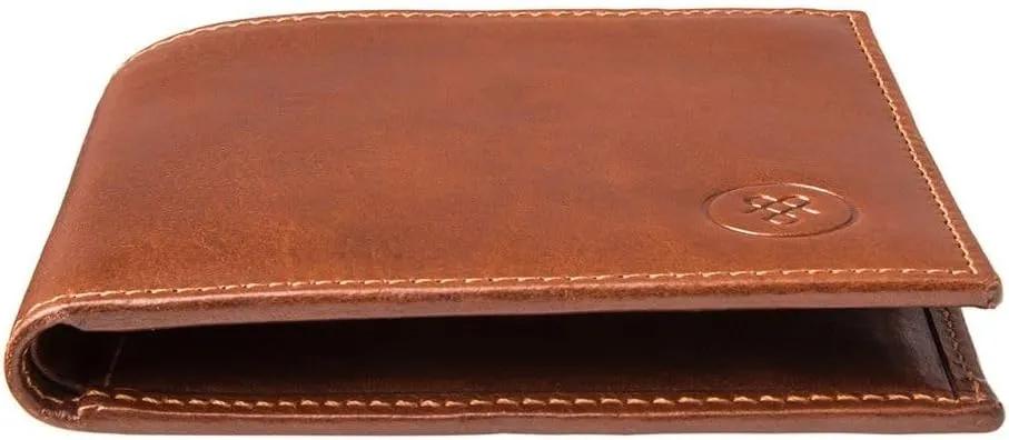 Maxwell Scott - Personalized Luxury Leather RFID Billfold Wallet for Men - Handmade in Italy - The Vittore RFID Chestnut Tan